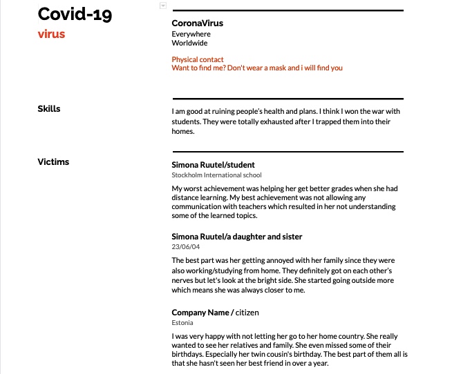 A Resume for Covid 19